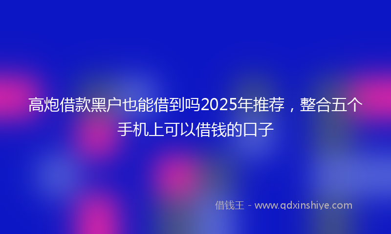高炮借款黑户也能借到吗2025年推荐，整合五个手机上可以借钱的口子