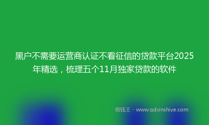 黑户不需要运营商认证不看征信的贷款平台2025年精选，梳理五个11月独家贷款的软件