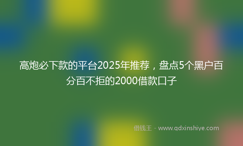 高炮必下款的平台2025年推荐，盘点5个黑户百分百不拒的2000借款口子