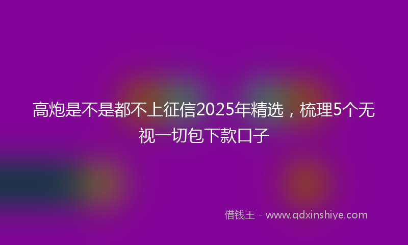 高炮是不是都不上征信2025年精选，梳理5个无视一切包下款口子