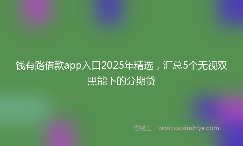 钱有路借款app入口2025年精选，汇总5个无视双黑能下的分期贷
