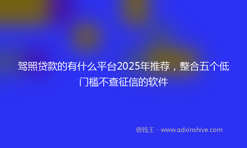 驾照贷款的有什么平台2025年推荐，整合五个低门槛不查征信的软件
