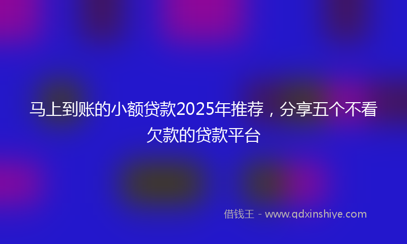 马上到账的小额贷款2025年推荐，分享五个不看欠款的贷款平台