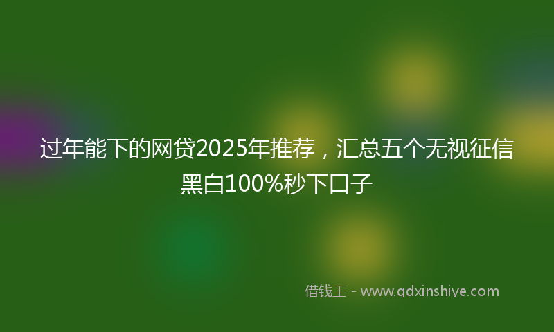 过年能下的网贷2025年推荐，汇总五个无视征信黑白100%秒下口子