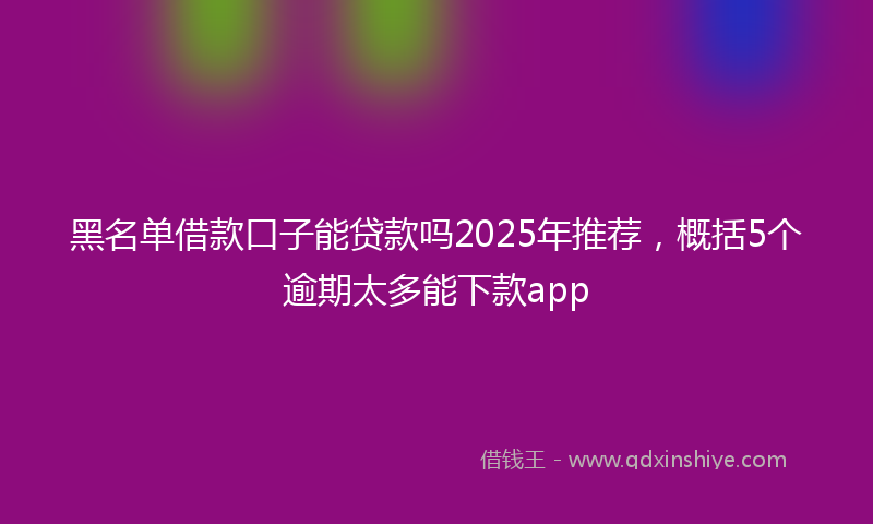 黑名单借款口子能贷款吗2025年推荐，概括5个逾期太多能下款app