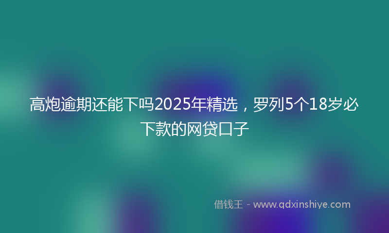 高炮逾期还能下吗2025年精选，罗列5个18岁必下款的网贷口子
