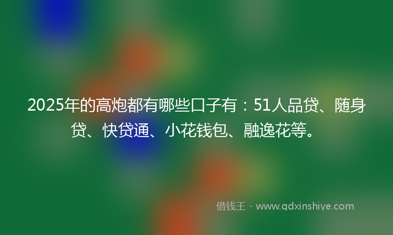 2025年的高炮都有哪些口子有：51人品贷、随身贷、快贷通、小花钱包、融逸花等。