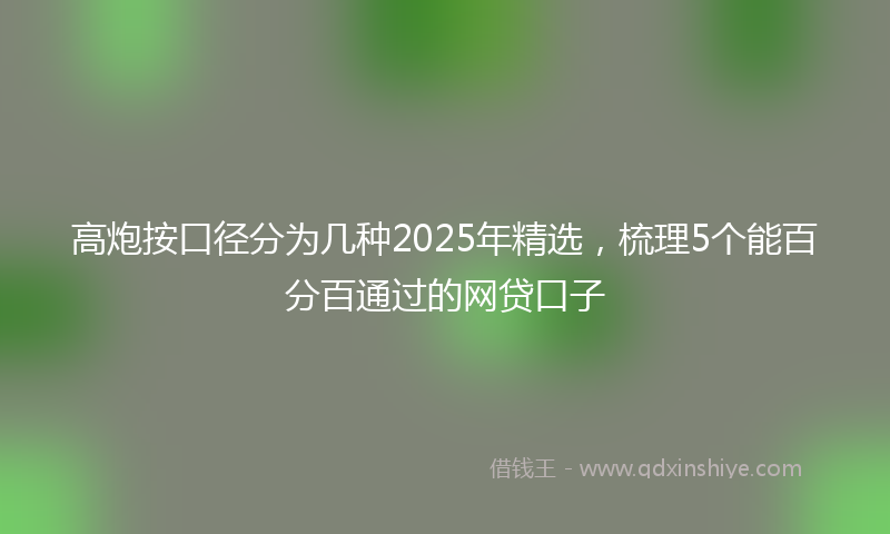 高炮按口径分为几种2025年精选，梳理5个能百分百通过的网贷口子