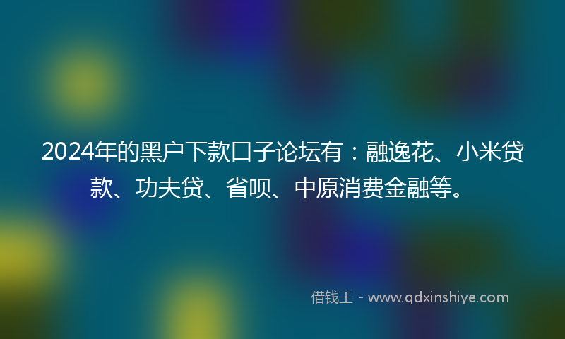 2024年的黑户下款口子论坛有：融逸花、小米贷款、功夫贷、省呗、中原消费金融等。