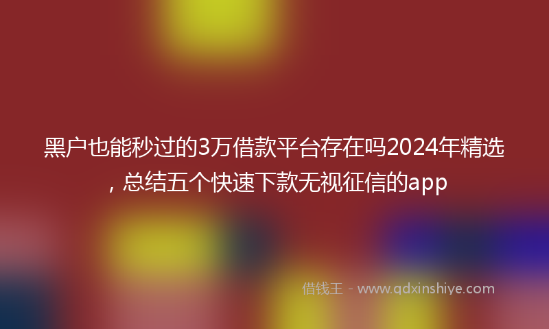 黑户也能秒过的3万借款平台存在吗2024年精选，总结五个快速下款无视征信的app