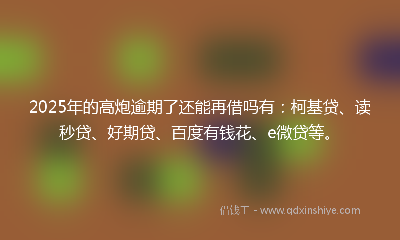 2025年的高炮逾期了还能再借吗有：柯基贷、读秒贷、好期贷、百度有钱花、e微贷等。