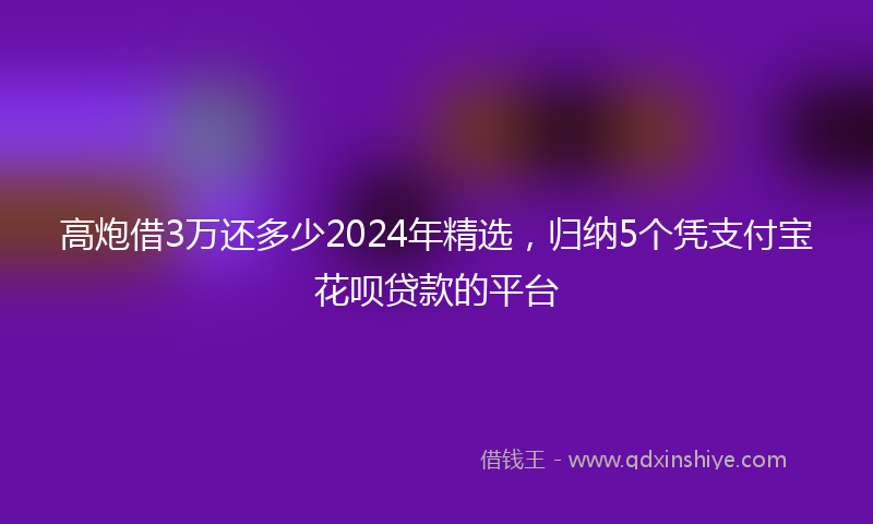 高炮借3万还多少2024年精选，归纳5个凭支付宝花呗贷款的平台