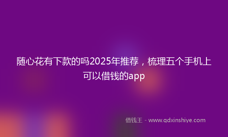 随心花有下款的吗2025年推荐，梳理五个手机上可以借钱的app