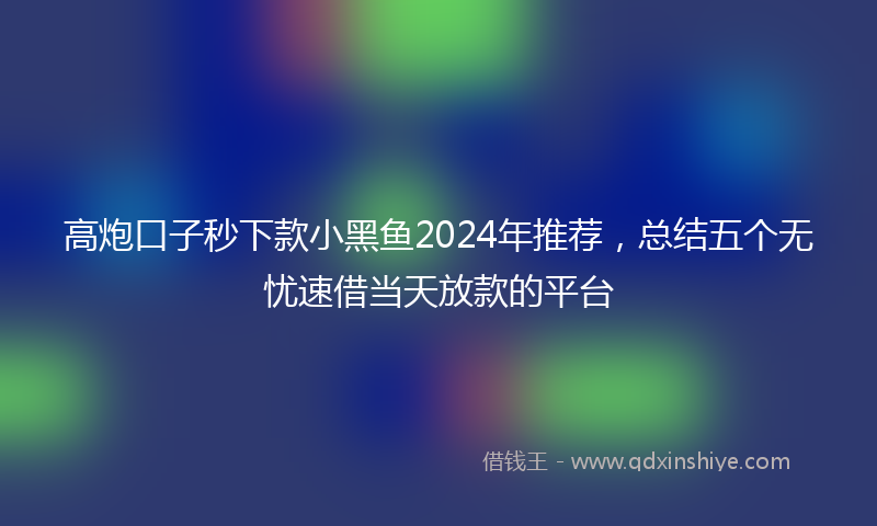 高炮口子秒下款小黑鱼2024年推荐，总结五个无忧速借当天放款的平台