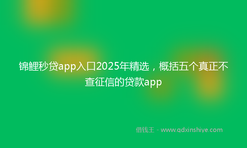 锦鲤秒贷app入口2025年精选，概括五个真正不查征信的贷款app