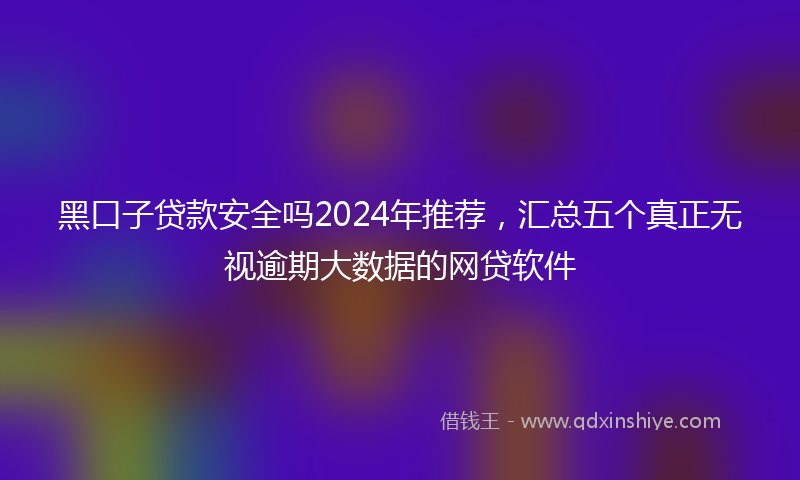 黑口子贷款安全吗2024年推荐，汇总五个真正无视逾期大数据的网贷软件