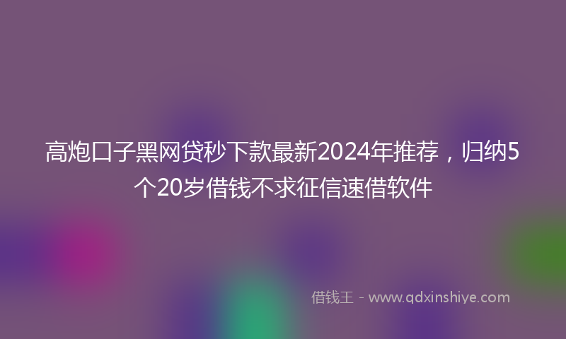 高炮口子黑网贷秒下款最新2024年推荐，归纳5个20岁借钱不求征信速借软件