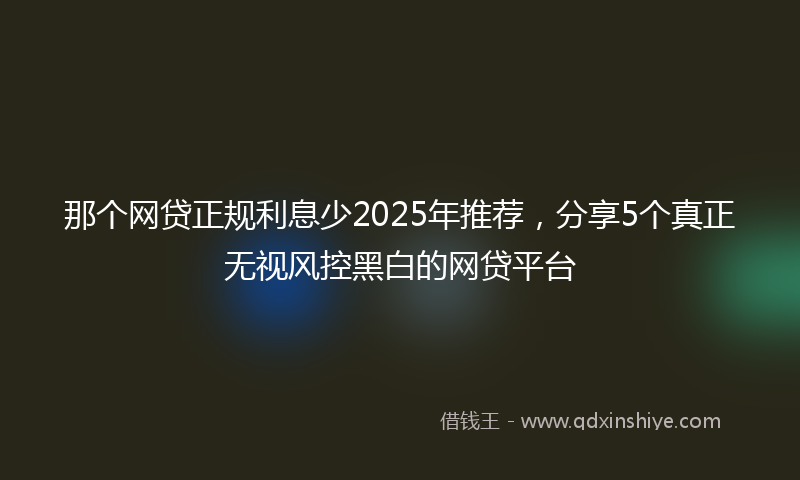 那个网贷正规利息少2025年推荐，分享5个真正无视风控黑白的网贷平台
