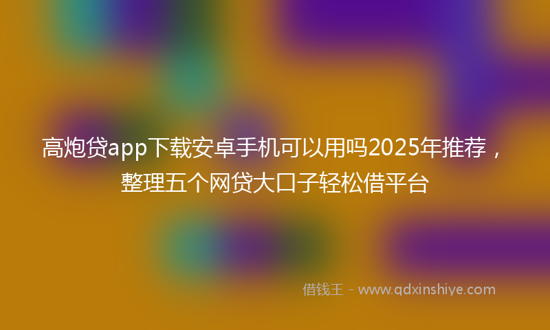 高炮贷app下载安卓手机可以用吗2025年推荐，整理五个网贷大口子轻松借平台