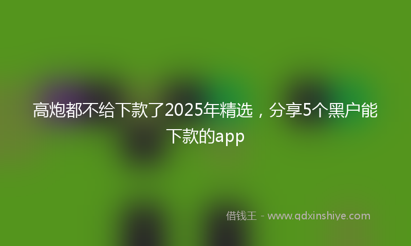 高炮都不给下款了2025年精选，分享5个黑户能下款的app