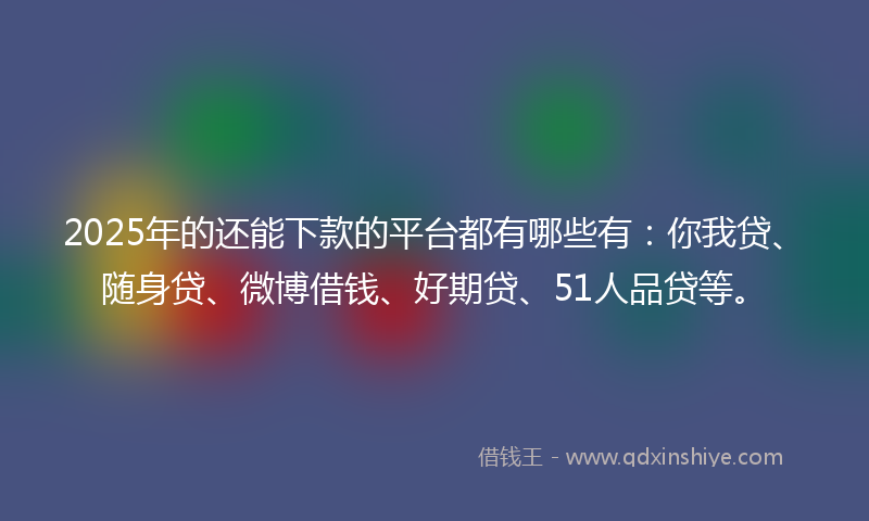 2025年的还能下款的平台都有哪些有：你我贷、随身贷、微博借钱、好期贷、51人品贷等。