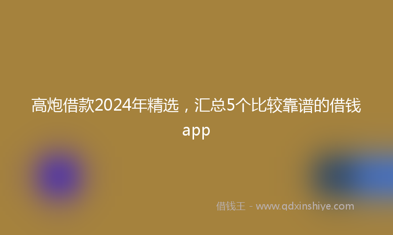 高炮借款2024年精选，汇总5个比较靠谱的借钱app