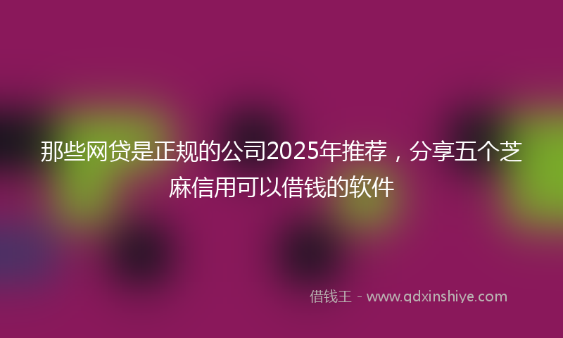 那些网贷是正规的公司2025年推荐，分享五个芝麻信用可以借钱的软件