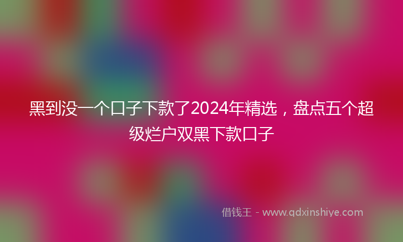 黑到没一个口子下款了2024年精选，盘点五个超级烂户双黑下款口子