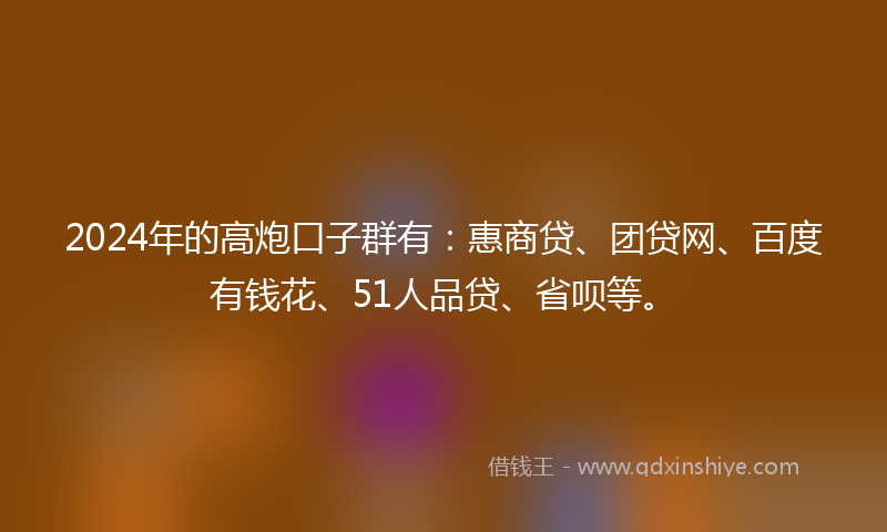2024年的高炮口子群有：惠商贷、团贷网、百度有钱花、51人品贷、省呗等。