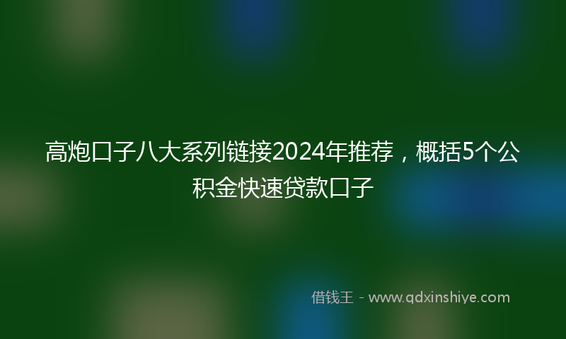 高炮口子八大系列链接2024年推荐，概括5个公积金快速贷款口子