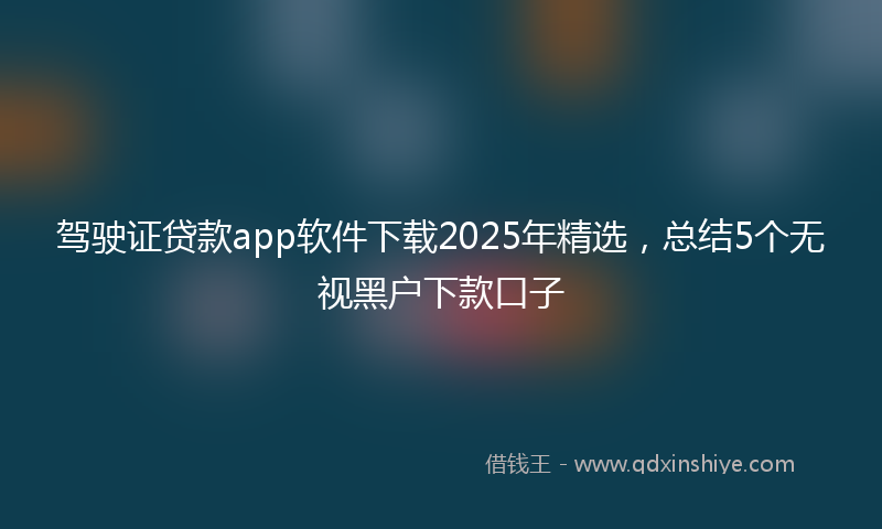 驾驶证贷款app软件下载2025年精选，总结5个无视黑户下款口子