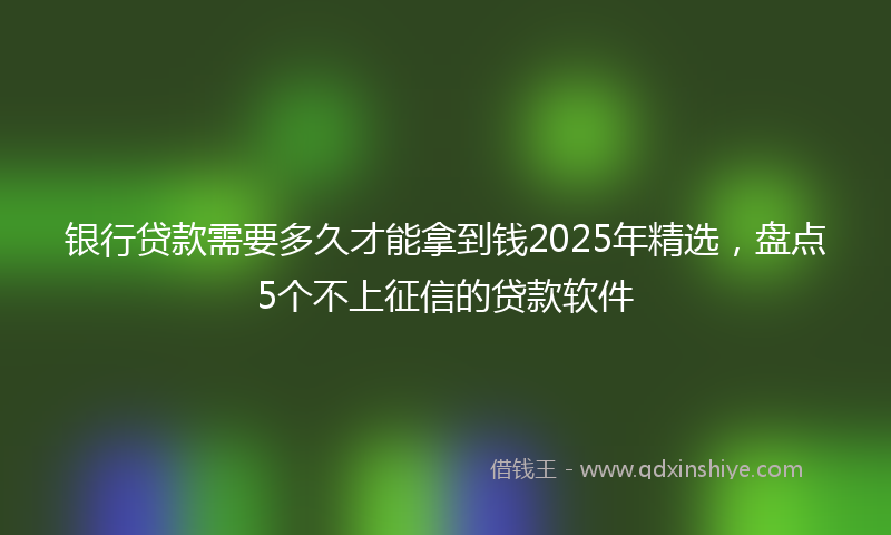 银行贷款需要多久才能拿到钱2025年精选，盘点5个不上征信的贷款软件