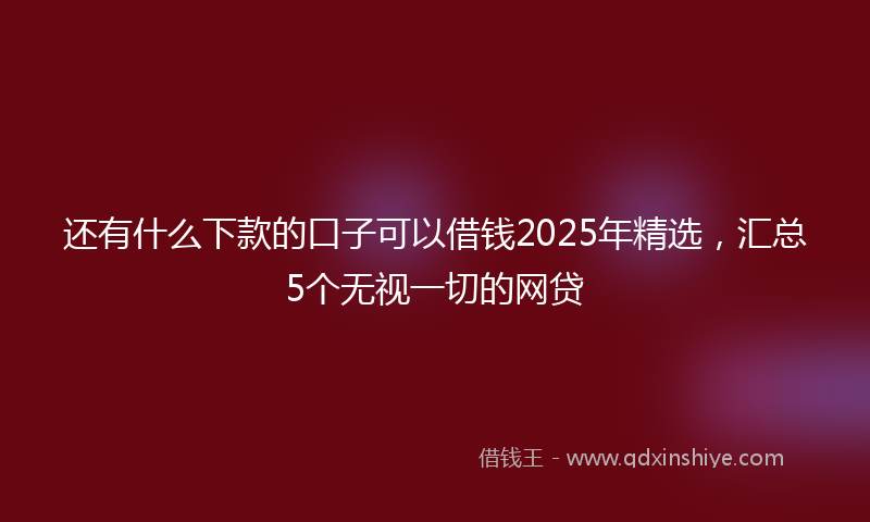 还有什么下款的口子可以借钱2025年精选，汇总5个无视一切的网贷