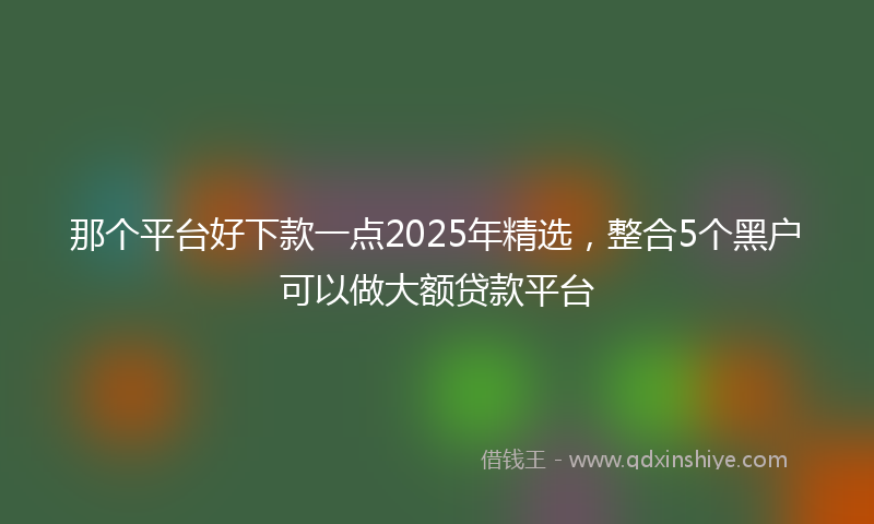 那个平台好下款一点2025年精选，整合5个黑户可以做大额贷款平台