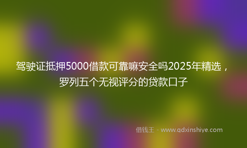 驾驶证抵押5000借款可靠嘛安全吗2025年精选，罗列五个无视评分的贷款口子