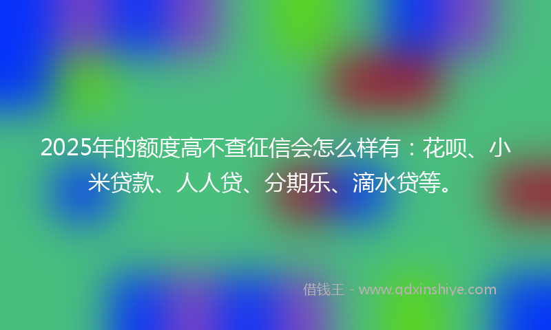 2025年的额度高不查征信会怎么样有：花呗、小米贷款、人人贷、分期乐、滴水贷等。