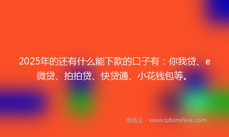 2025年的还有什么能下款的口子有：你我贷、e微贷、拍拍贷、快贷通、小花钱包等。