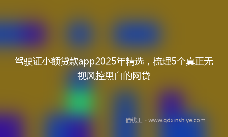 驾驶证小额贷款app2025年精选，梳理5个真正无视风控黑白的网贷