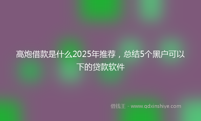 高炮借款是什么2025年推荐，总结5个黑户可以下的贷款软件