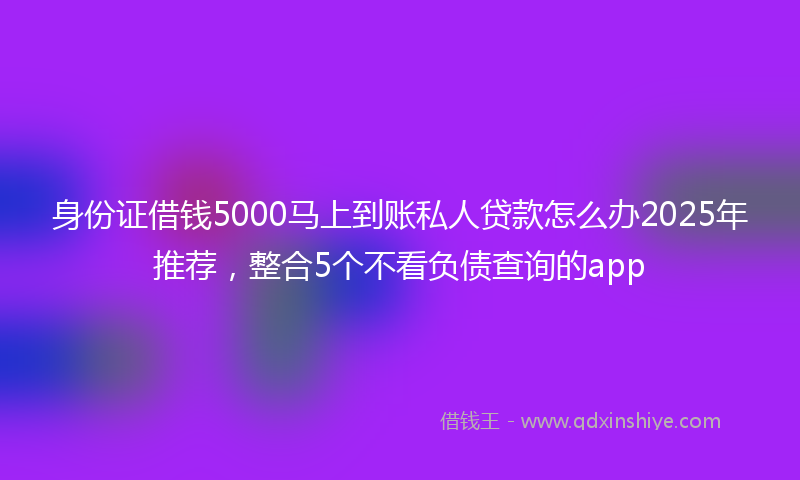 身份证借钱5000马上到账私人贷款怎么办2025年推荐，整合5个不看负债查询的app