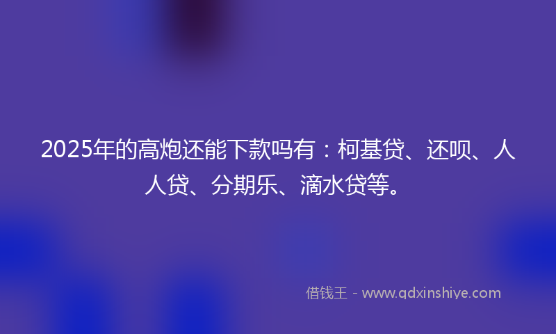 2025年的高炮还能下款吗有：柯基贷、还呗、人人贷、分期乐、滴水贷等。