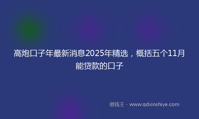 高炮口子年最新消息2025年精选，概括五个11月能贷款的口子