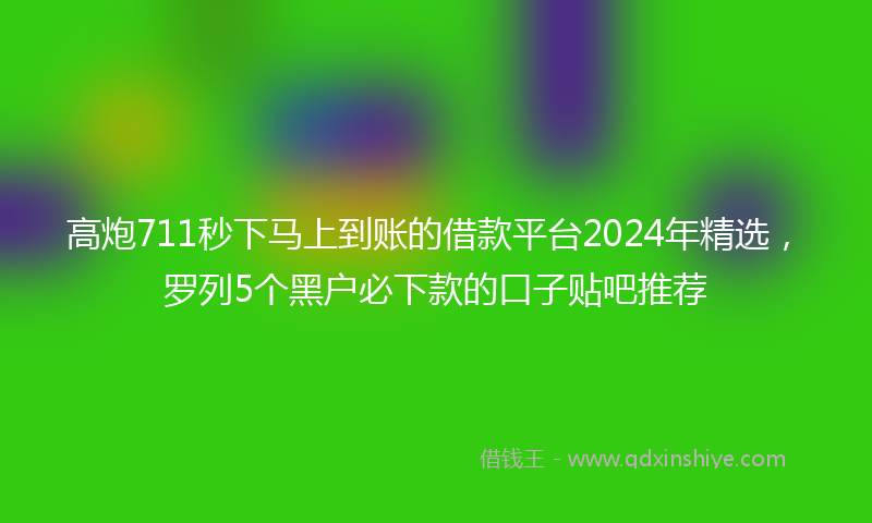 高炮711秒下马上到账的借款平台2024年精选，罗列5个黑户必下款的口子贴吧推荐