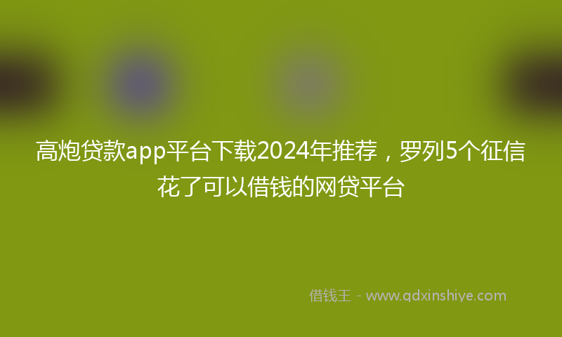 高炮贷款app平台下载2024年推荐，罗列5个征信花了可以借钱的网贷平台