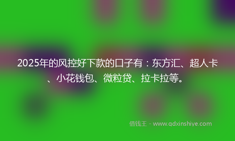 2025年的风控好下款的口子有：东方汇、超人卡、小花钱包、微粒贷、拉卡拉等。