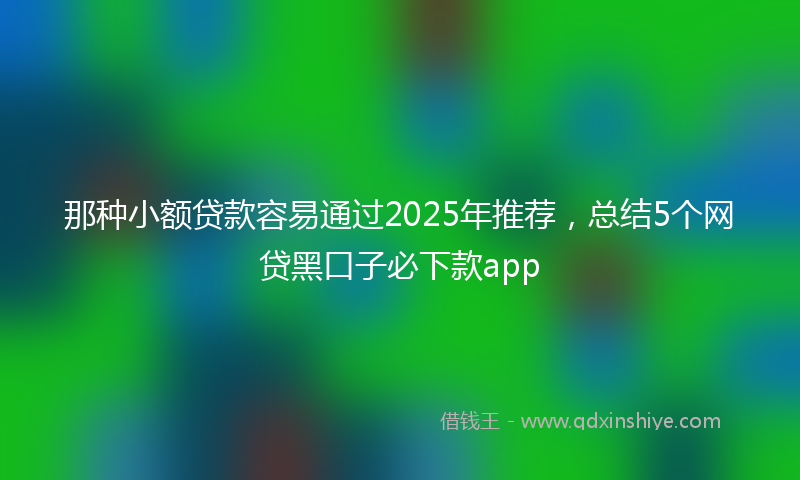 那种小额贷款容易通过2025年推荐，总结5个网贷黑口子必下款app