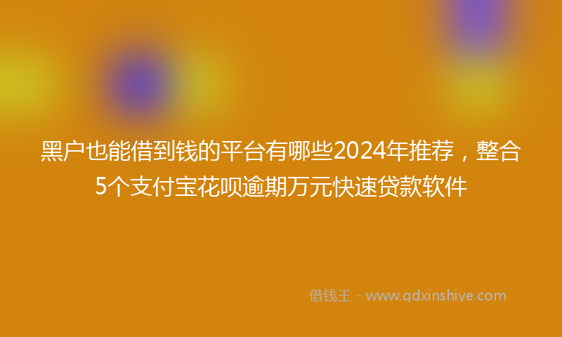 黑户也能借到钱的平台有哪些2024年推荐，整合5个支付宝花呗逾期万元快速贷款软件