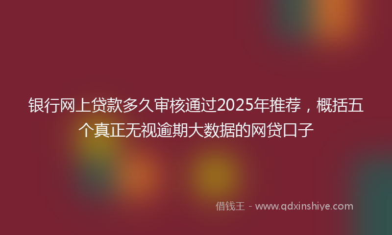 银行网上贷款多久审核通过2025年推荐，概括五个真正无视逾期大数据的网贷口子