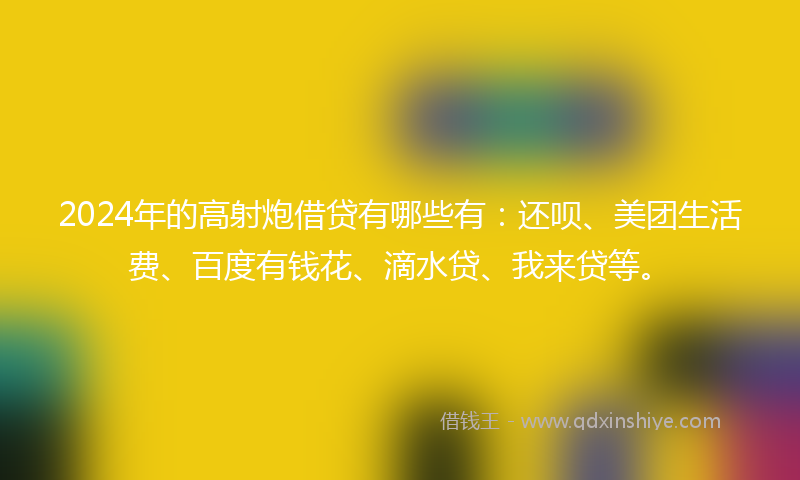 2024年的高射炮借贷有哪些有：还呗、美团生活费、百度有钱花、滴水贷、我来贷等。