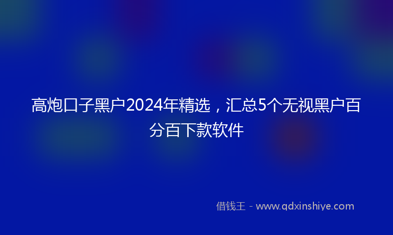 高炮口子黑户2024年精选，汇总5个无视黑户百分百下款软件